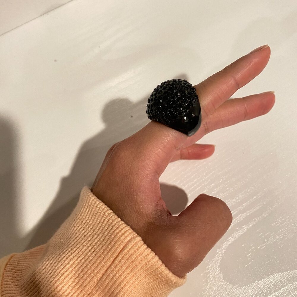 Black Rhinestone Ring - Picture 2 of 3